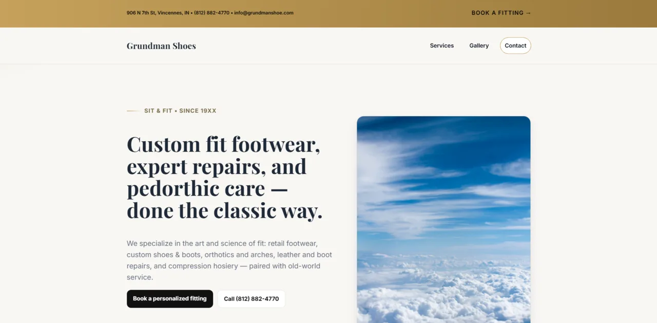 Homepage for Grundman Shoe